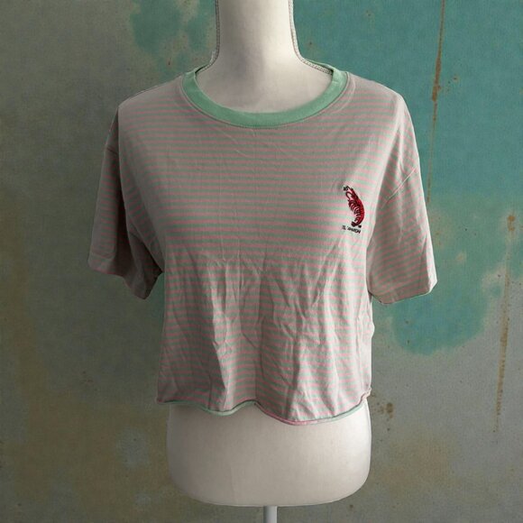 F21 Loteria El Camaron Striped T Shirt Size Large - Picture 1 of 7